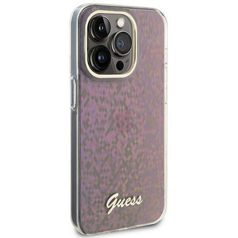 Etui Guess IML Faceted Mirror Disco Iridescent do iPhone 15 Pro Max - różowe