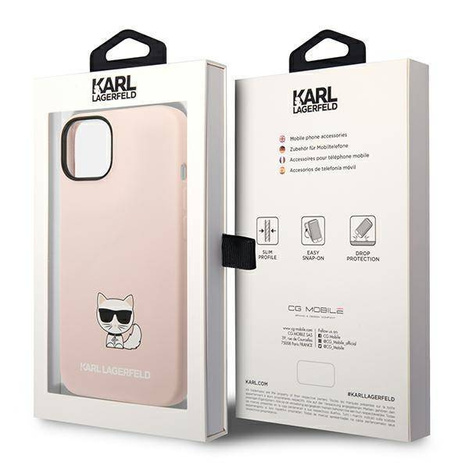 Oryginalne Etui IPHONE 14 PLUS Karl Lagerfeld Hardcase Silicone Choupette Body (KLHCP14MSLCTPI) jasny róż