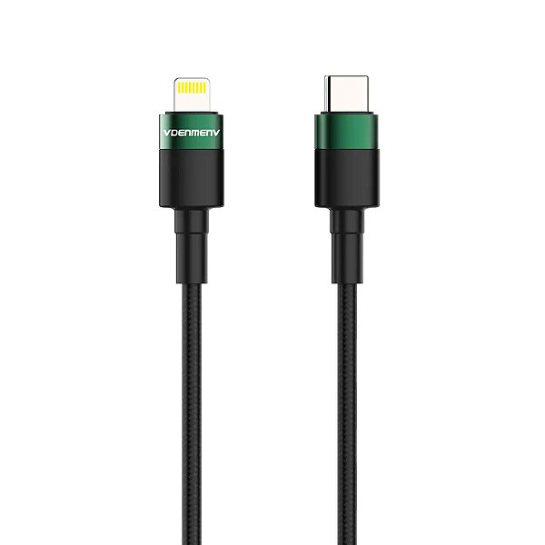 DENMEN KABEL USB TYP-C - LIGHTNING PD 3,6 CZARNY OPLOT 1M D62 20W
