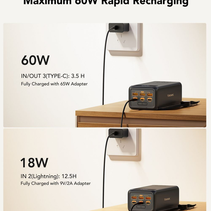 Bateria zewnętrzna (Powerbank) VEGER Tank Boost - 56 000mAh LCD Quick Charge PD 130W czarny (W5001C)