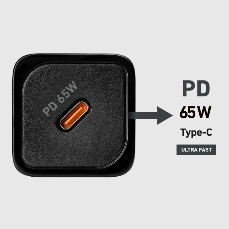 Ładowarka sieciowa SBS TETRGAN1C65W 65W GaN z Power Delivery - czarna