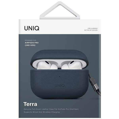 UNIQ etui Terra AirPods Pro 2 gen. Genuine Leather niebieski/space blue