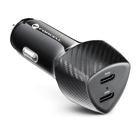 FORCELL CARBON ładowarka samochodowa Typ C 3.0 PD20W +  Typ C 3.0 PD20W CC50-2C czarna (Total 40W)