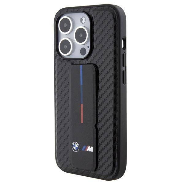 BMW Grip Stand Smooth & Carbon Hülle für iPhone 15 Pro – schwarz
