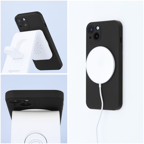 Futerał Silicone Mag Cover kompatybilny z MagSafe do IPHONE 12 czarny