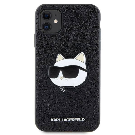 Karl Lagerfeld KLHCN61G2CPK iPhone 11 / Xr 6,1" schwarz/schwarzes Hartschalenetui mit glitzerndem Choupette-Patch