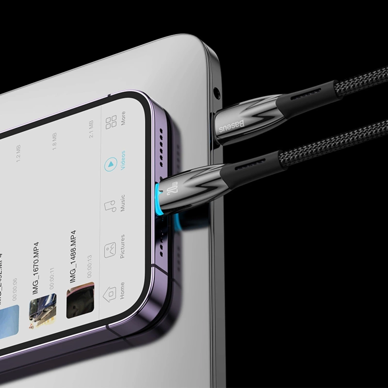 Kabel der Baseus Glimmer-Serie mit Schnellladefunktion USB-C - Lightning 480 Mb/s PD 20 W 1 m weiß