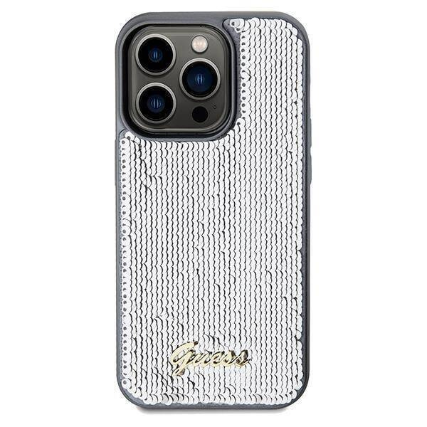 Original Case IPHONE 14 PRO Guess Hardcase Sequin Script Metal (GUHCP14LPSFDGSS) silver