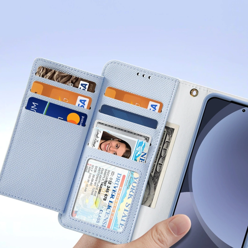 Dux Ducis Lawa Lederhülle für Samsung Galaxy S25 mit abnehmbarer magnetischer Brieftasche – Blau