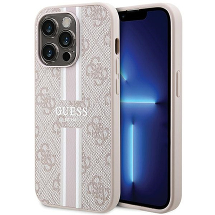 Guess nakładka do iPhone 15 Pro Max 6,7" GUHMP15LP4RPSP HC MAGSAFE 4G PRINTED STRIPES różowa