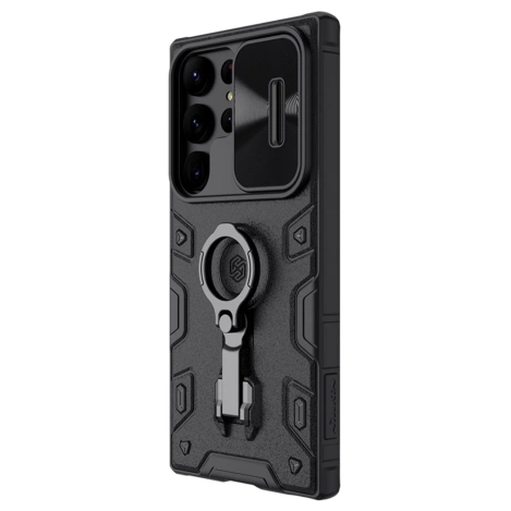 Nillkin CamShield Armor Pro Case etui Samsung Galaxy S23 Ultra pancerny pokrowiec z osłoną na aparat ring podstawka czarne