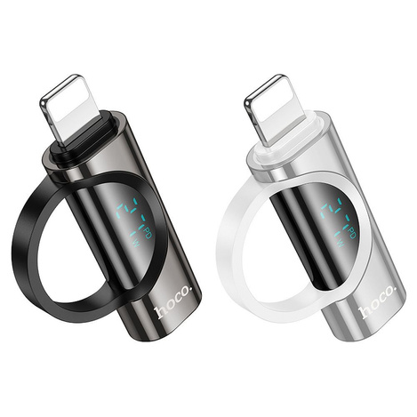 HOCO adapter Lightning (męski) do Typ C (żeński) z wyświetlaczem 2,4A 27W UA32B srebrny