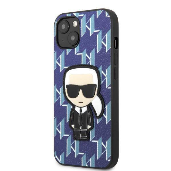 Oryginalne Etui IPHONE 13 MINI Karl Lagerfeld Hardcase Monogram Ikonik Patch niebieskie