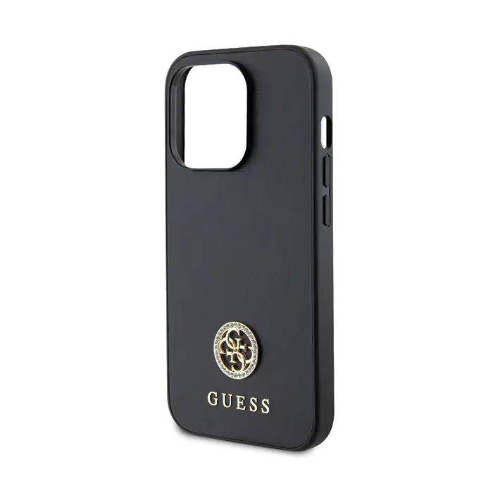 Original Handyhülle IPHONE 13 PRO Guess 4G Strass Metal Logo (GUHCP13LPS4DGPK) schwarz