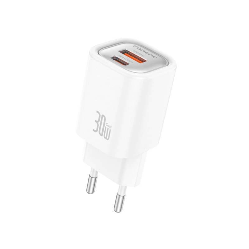 FONENG ładowarka sieciowa EU71 PD 30W 1xUSB-C + 1xUSB QC3.0 Biały