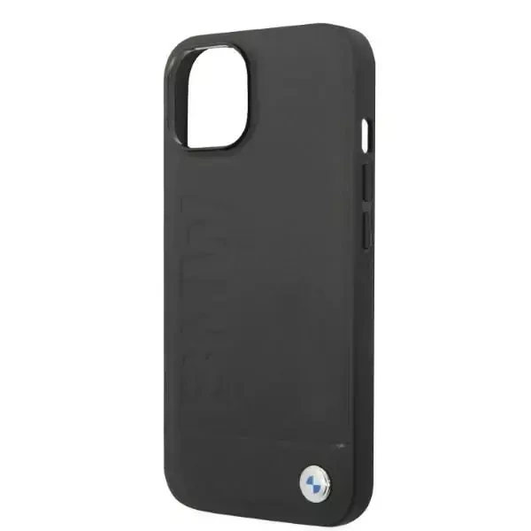 Oryginalne Etui IPHONE 14 PLUS BMW Leather Stamp MagSafe (BMHMP14MSLLBK) czarne