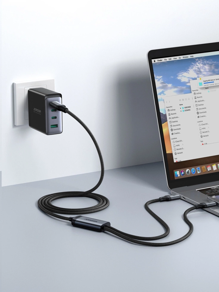 Kabel 2 w 1 Joyroom speedy series SA21-1T2 USB-C - USB-C / USB-C 1.5m czarny