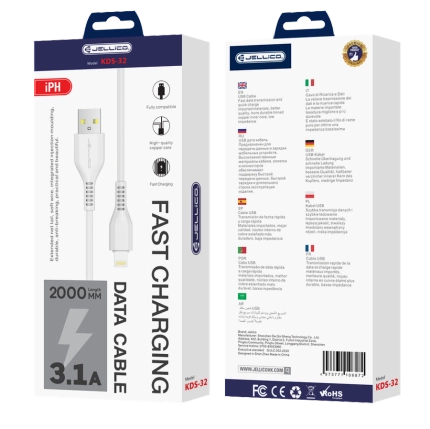 JELLICO cable KDS-32 Lightning USB 3.1A 2M White
