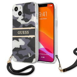 Guess nakładka do iPhone 13 6,1" GUHCP13MKCABBK czarny hard case Camo Strap Collection