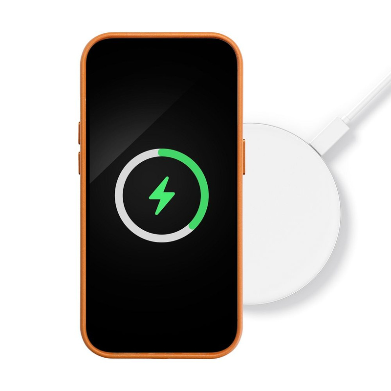 Leather Mag Cover kompatybilne z MagSafe do IPHONE 15 PLUS pomarańczowy