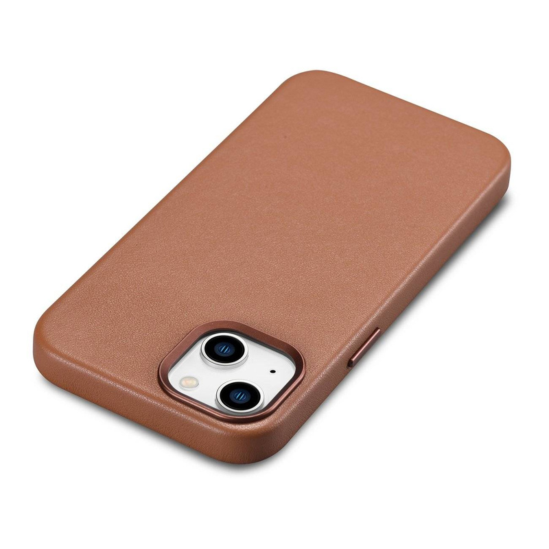 iCarer Case Leather genuine leather case cover for iPhone 14 Plus brown (MagSafe compatible)