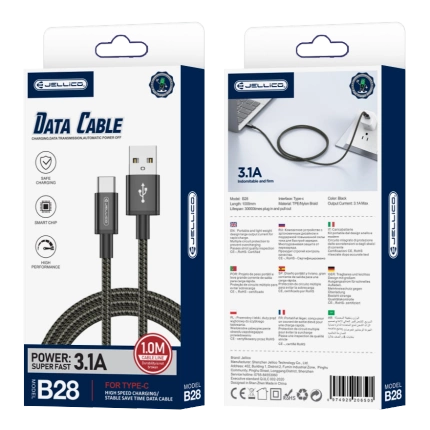 JELLICO Kabel B28 USB-C 3.1A 1M schwarz