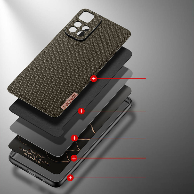 Dux Ducis Fino case cover covered with nylon material for Poco M4 Pro 5G green