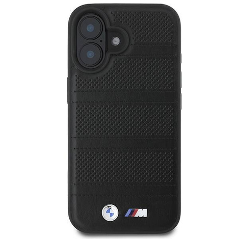 Original Handyhülle IPHONE 16 BMW Hardcase M Perforated & Stitched Line MagSafe (BMHMP16S23PUSPK) schwarz