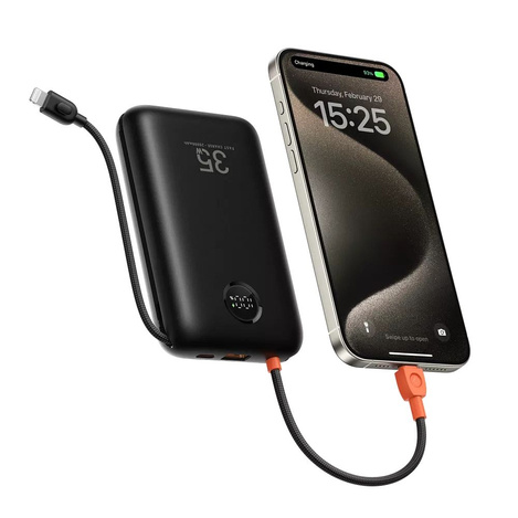 VEGER powerbank 20000 mAh z wbudowanymi kablami Typ C / Lightning PD QC3.0 35W K2 (W2068) czarny