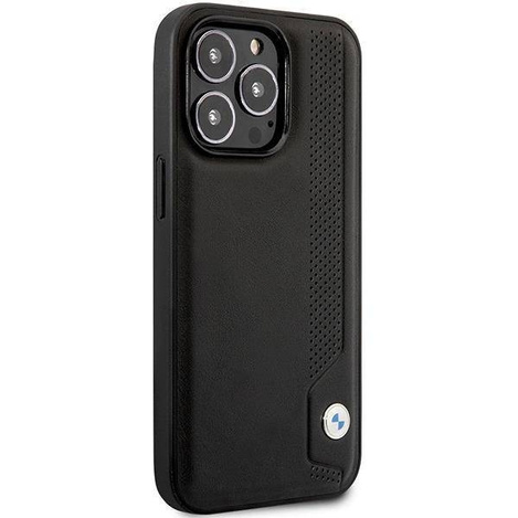 Original Case IPHONE 14 PRO BMW Hardcase Leather Blue Dots (BMHCP14L22RBDK) black