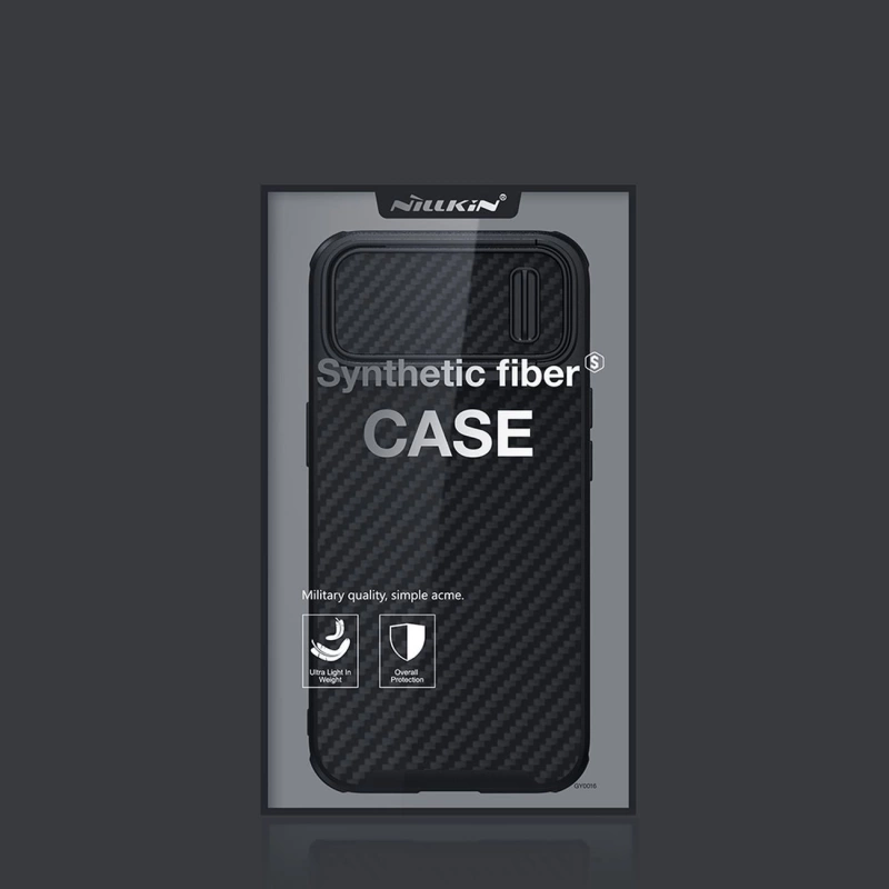 Nillkin Synthetic Fiber S Case iPhone 14 Plus case with camera cover, black
