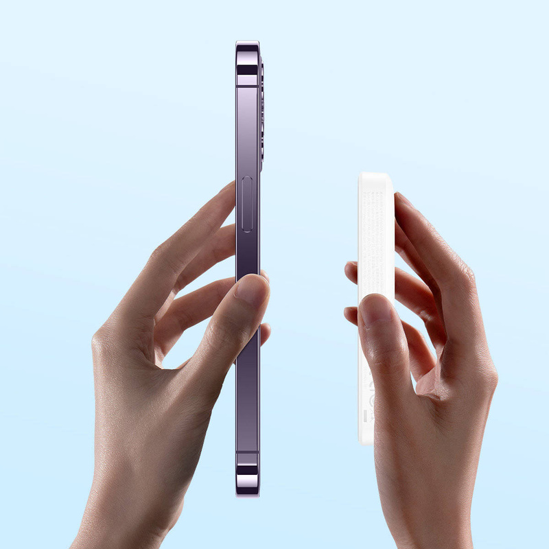 Baseus Magnetic Mini Power Bank with MagSafe 15W / PD Quick Charge QC 20W 10000mAh White (Overseas Edition) + Xiaobai Series USB-C Cable - USB-C 60W 3A 0.5m White