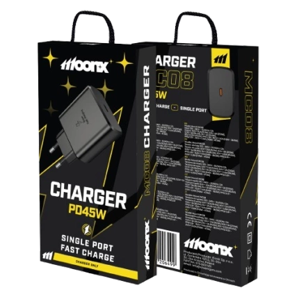 MOONX ładowarka sieciowa MC08 PD 45W 1xUSB-C Czarny