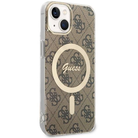 Guess GUHMP14SP4RPSW iPhone 14 6,1&quot; braun/braunes Hardcase 4G bedruckte Streifen MagSafe
