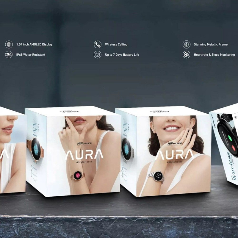 HIFUTURE smartwatch metalowy z funkcją rozmowy AURA (IP68) srebrny