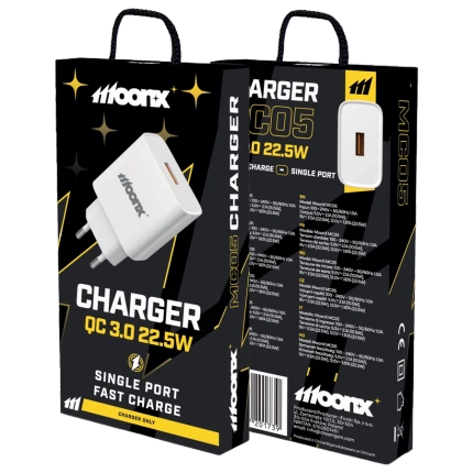 MOONX wall charger MC05 22,5W 1xUSB QC3.0 White
