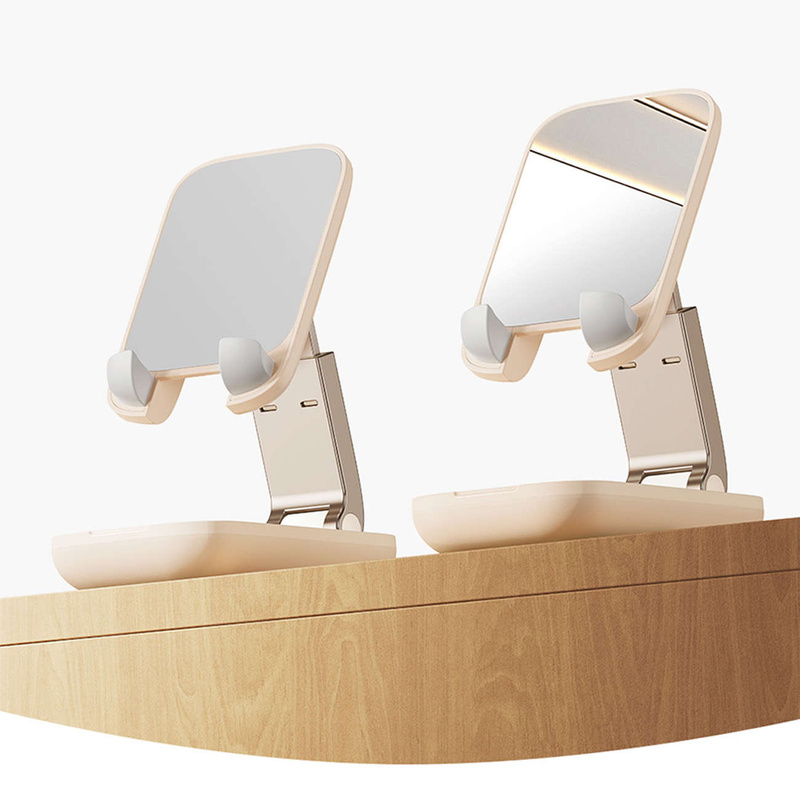Verstellbarer Telefonständer mit Spiegel Baseus Seashell Series – Beige
