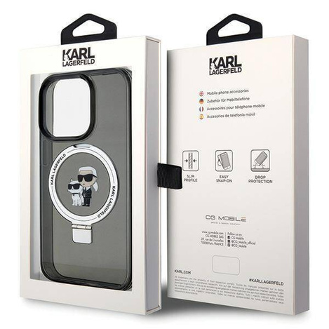 Karl Lagerfeld KLHMP15LHMRSKCK iPhone 15 Pro 6.1&quot; black/black hardcase Ring Stand Karl&amp;Choupette MagSafe