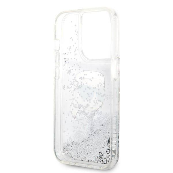 Karl Lagerfeld Liquid Glitter NFT Karl's Head - Etui iPhone 14 Pro Max (srebrny)