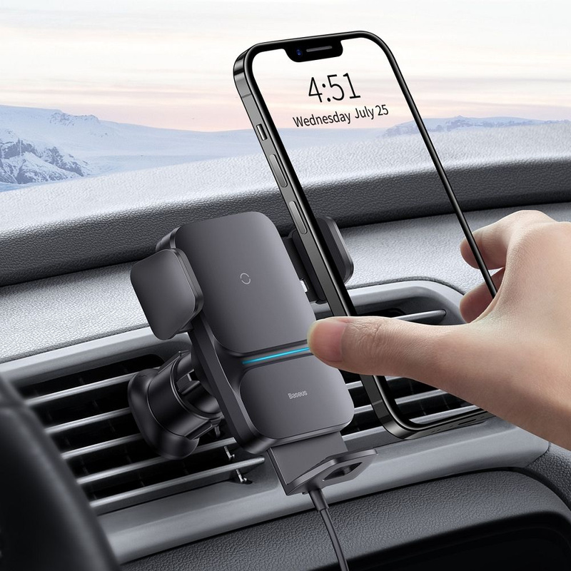Baseus Wisdom Induktionsladegerät Autotelefonhalter für Haftnotizen schwarz (CGZX000001)
