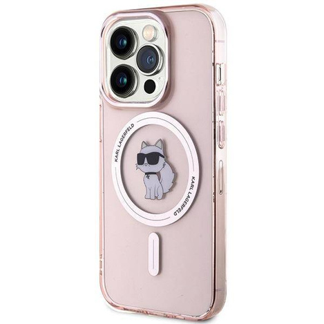 Etui Karl Lagerfeld IML Choupette MagSafe na iPhone 15 Pro Max - różowe