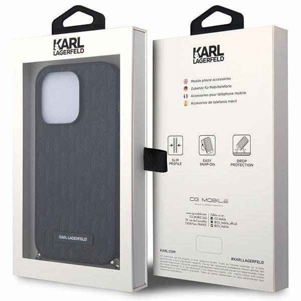 Karl Lagerfeld KLHCP14LSACKLHPK iPhone 14 Pro 6,1&quot; schwarz/schwarzes Hardcase mit Saffiano-Monogrammkette