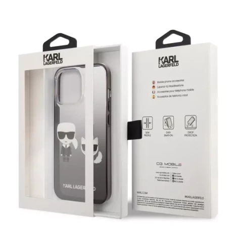 Original Case IPHONE 14 PLUS Karl Lagerfeld Hardcase Gradient Ikonik Karl & Choupette (KLHCP14MTGKCK) black