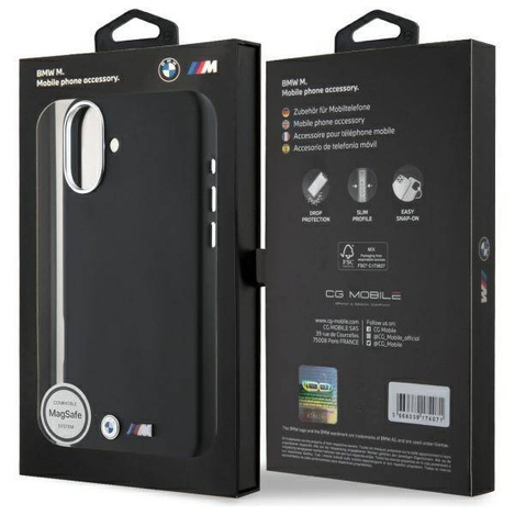 Original Case IPHONE 16 PLUS BMW Hardcase M Smooth Full Wrapped Metal MagSafe (BMHMP16M23PMWK) black
