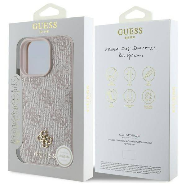 GUESS futerał do IPHONE 16 Pro Max kompatybilny z MagSafe GUHMP16XP4SM4MP (PU 4G Small and Classic) pink