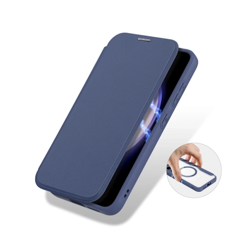Dux Ducis Skin X Pro Hülle für Samsung S24+ mit Magnetring und Klappe – Blau