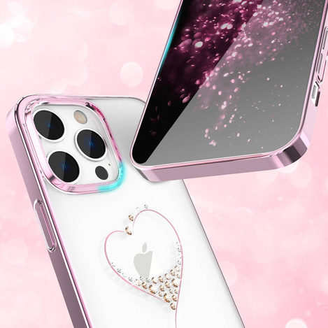 Kingxbar Wish Series Hülle für iPhone 14 Pro, verziert mit rosa Kristallen