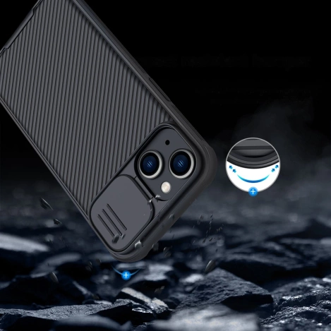 Nillkin CamShield Pro Magnetische Hülle iPhone 14 Plus Cover Kameraschutz Blau (mit MagSafe)