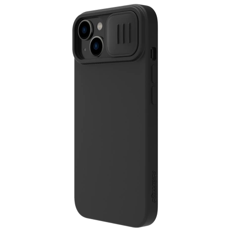 Nillkin CamShield Silky Silikonhülle für iPhone 15 Plus mit Kameraschutz – Schwarz