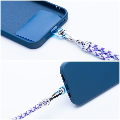 Zawieszka SWING do telefonu z regulacją długości / długość sznura 165cm (max 82,5cm w pętli) / na ramię lub szyję - białofioletowy